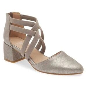 Eileen Fisher Juku Heels 5.5‎ NWOT Pumps Strappy Comfort Silver Prom Wedding